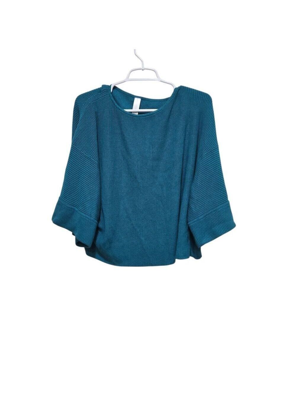 MarlaWynne Teal Bell Sleeve Knit Sweater Medium